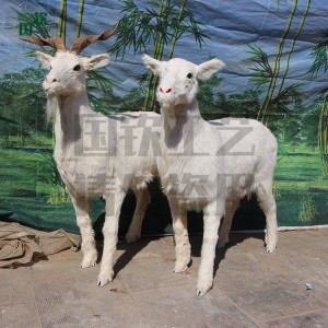 加工定制仿真羊模型 野生動物模型 商場擺件皮毛山羊模型