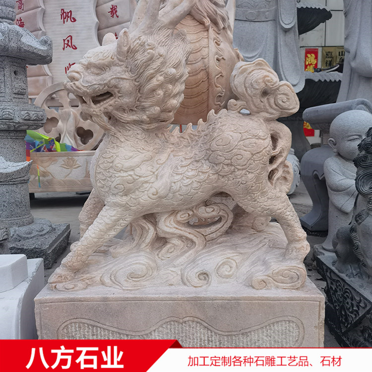 青石石雕麒麟 貔貅 酒店景區(qū)門口石雕動(dòng)物擺件